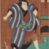 Nakamura Shikan I (中村芝翫) as Hanaregoma Chōkichi (放駒長吉) standing before a wooden screen 